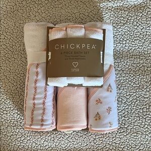 chick pea Brown and Pink Baby Bath Towel Set